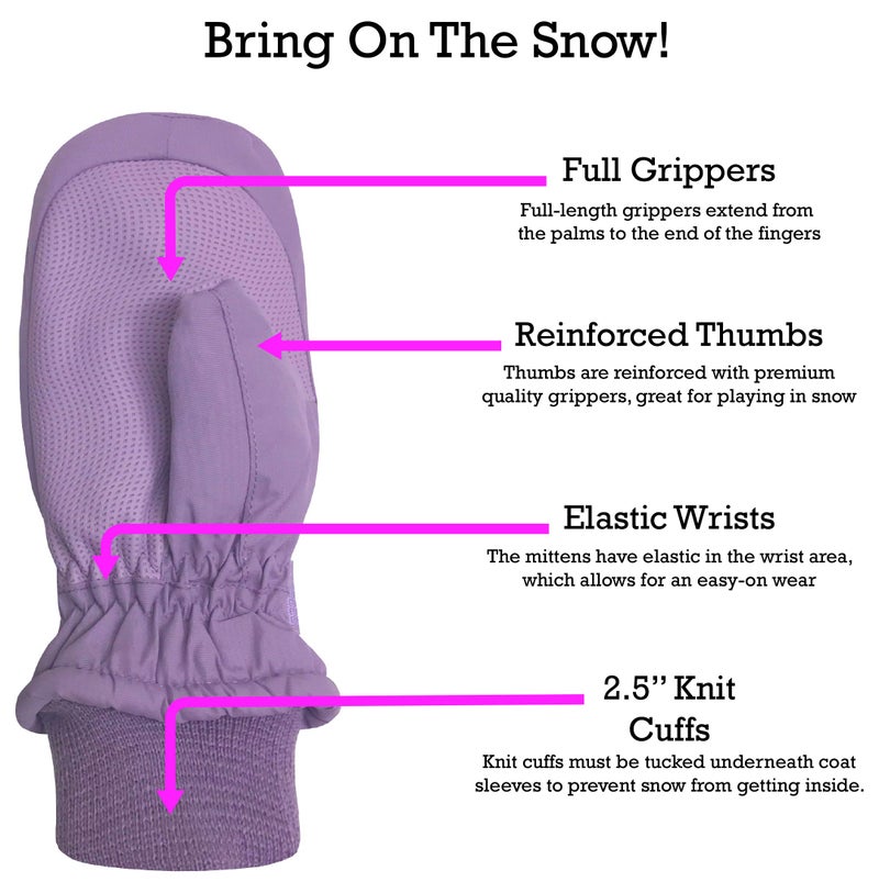 N'Ice Caps Kids Waterproof Snow Mittens Cold Weather Thinsulate Insulated (Lavender, 2-3 Years) - Image 4